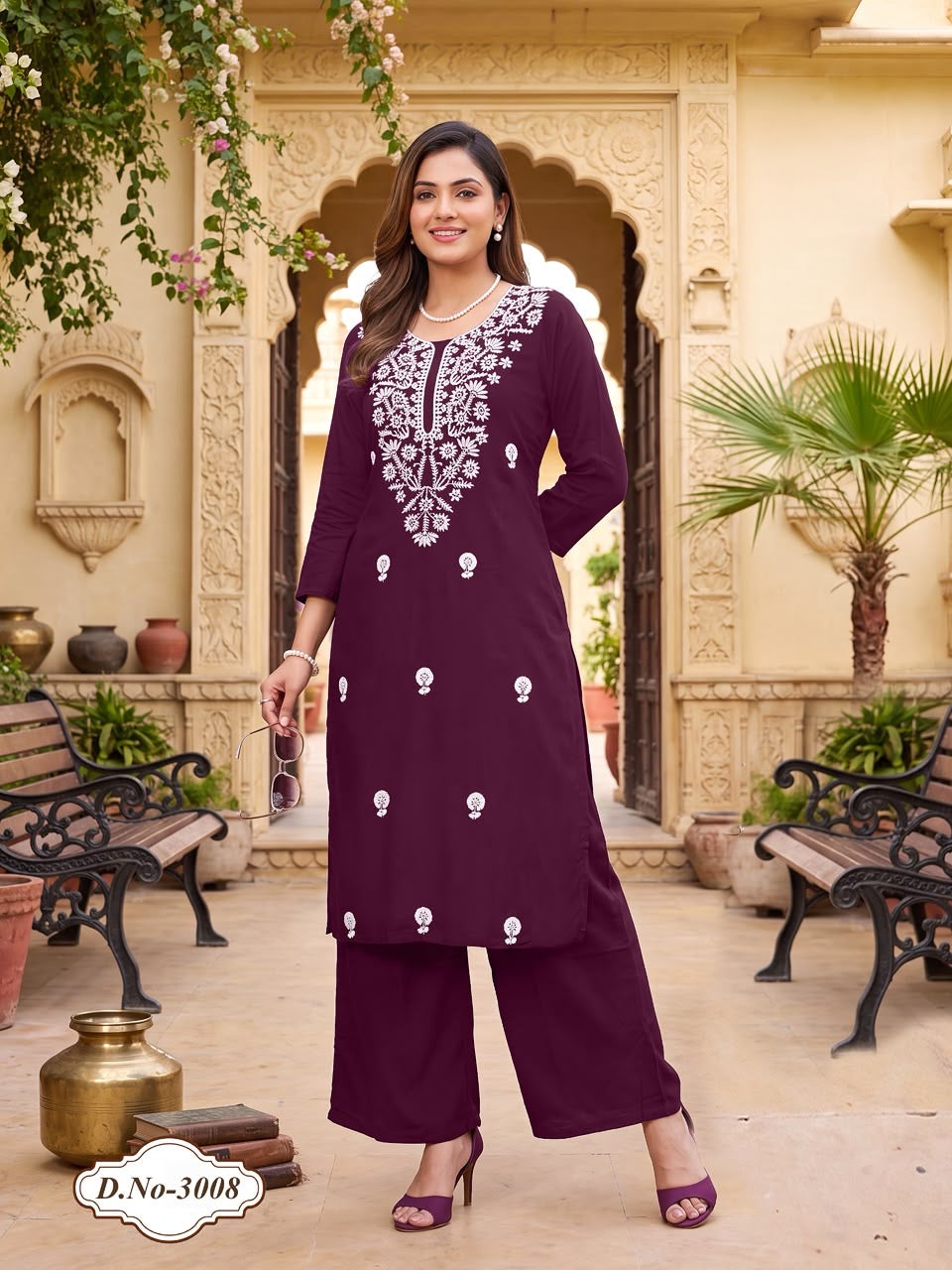 Beautiful designer lucknowi Kurti plazo