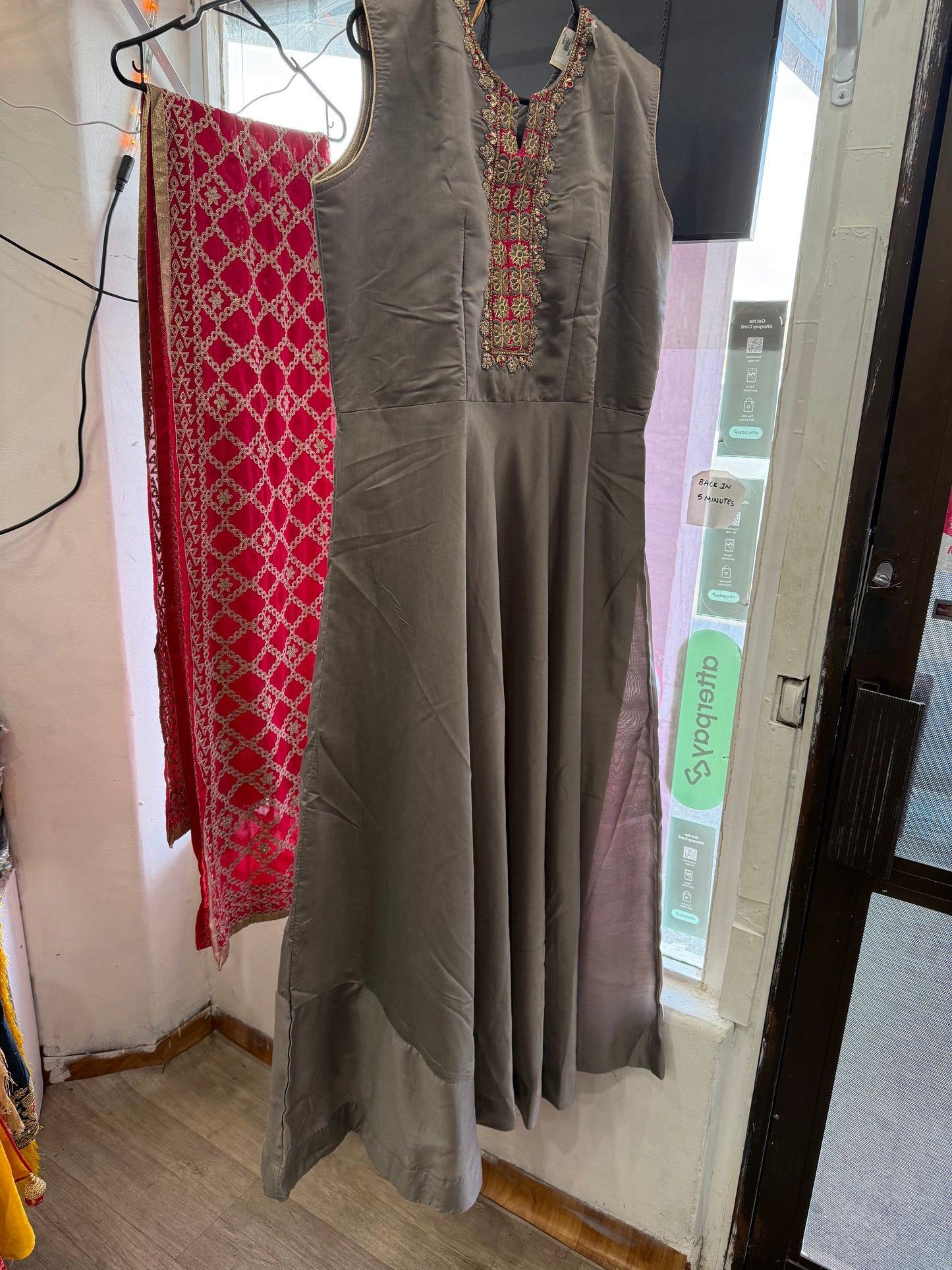 Beautiful designer anarkali suit with fully embroidered dupptta