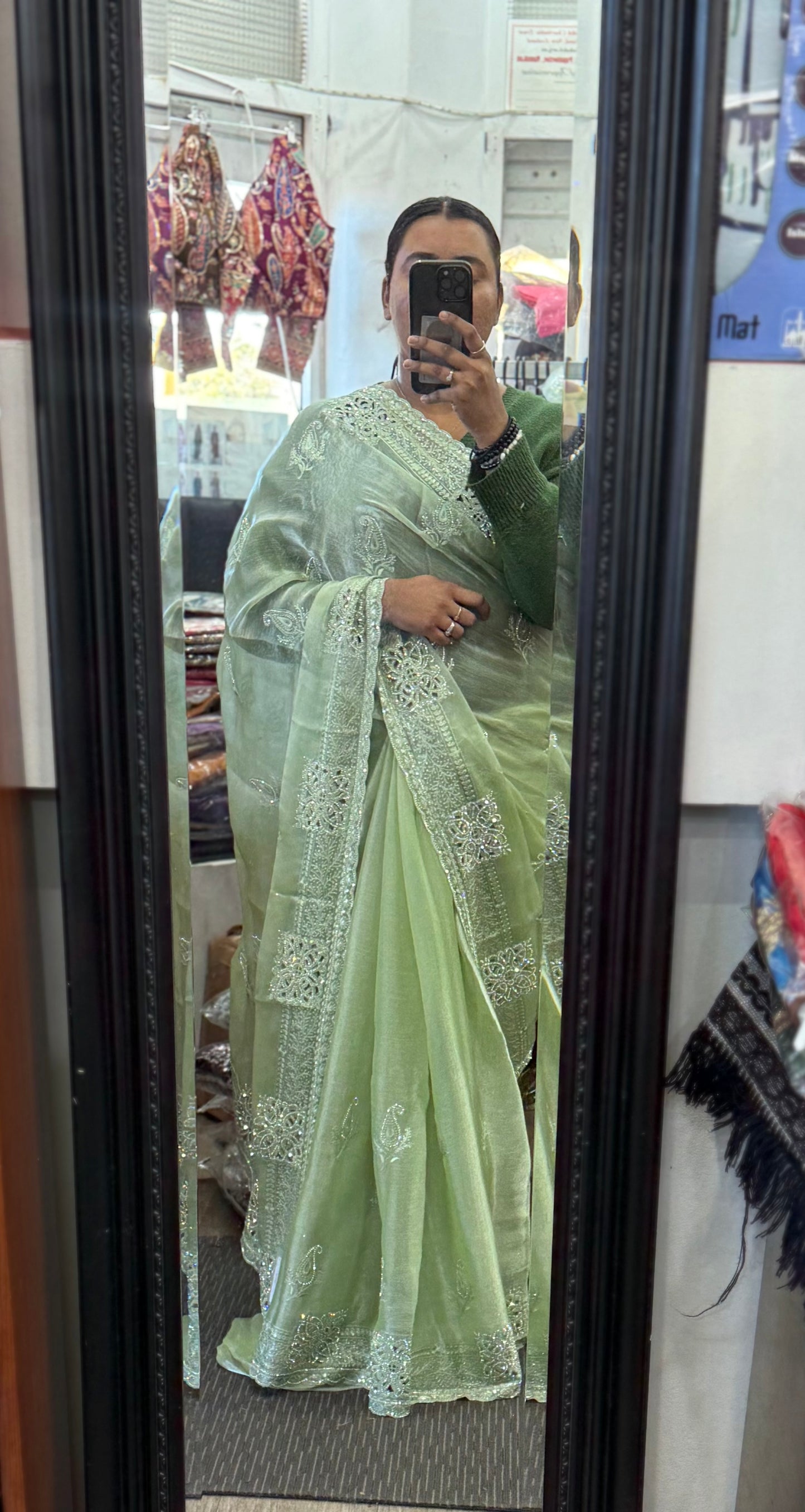 Beautiful designer cut work embroidered saree