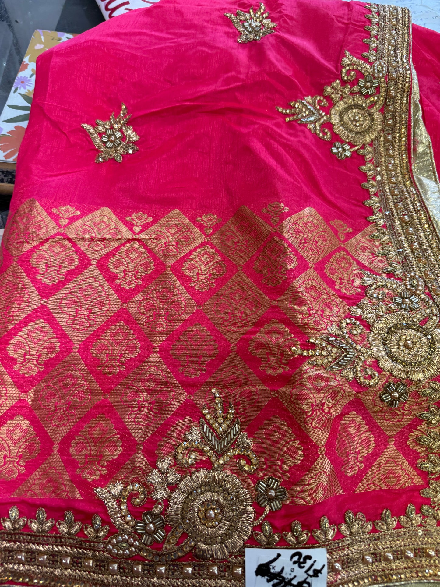 Beautiful designer heavily embroidery silk saree