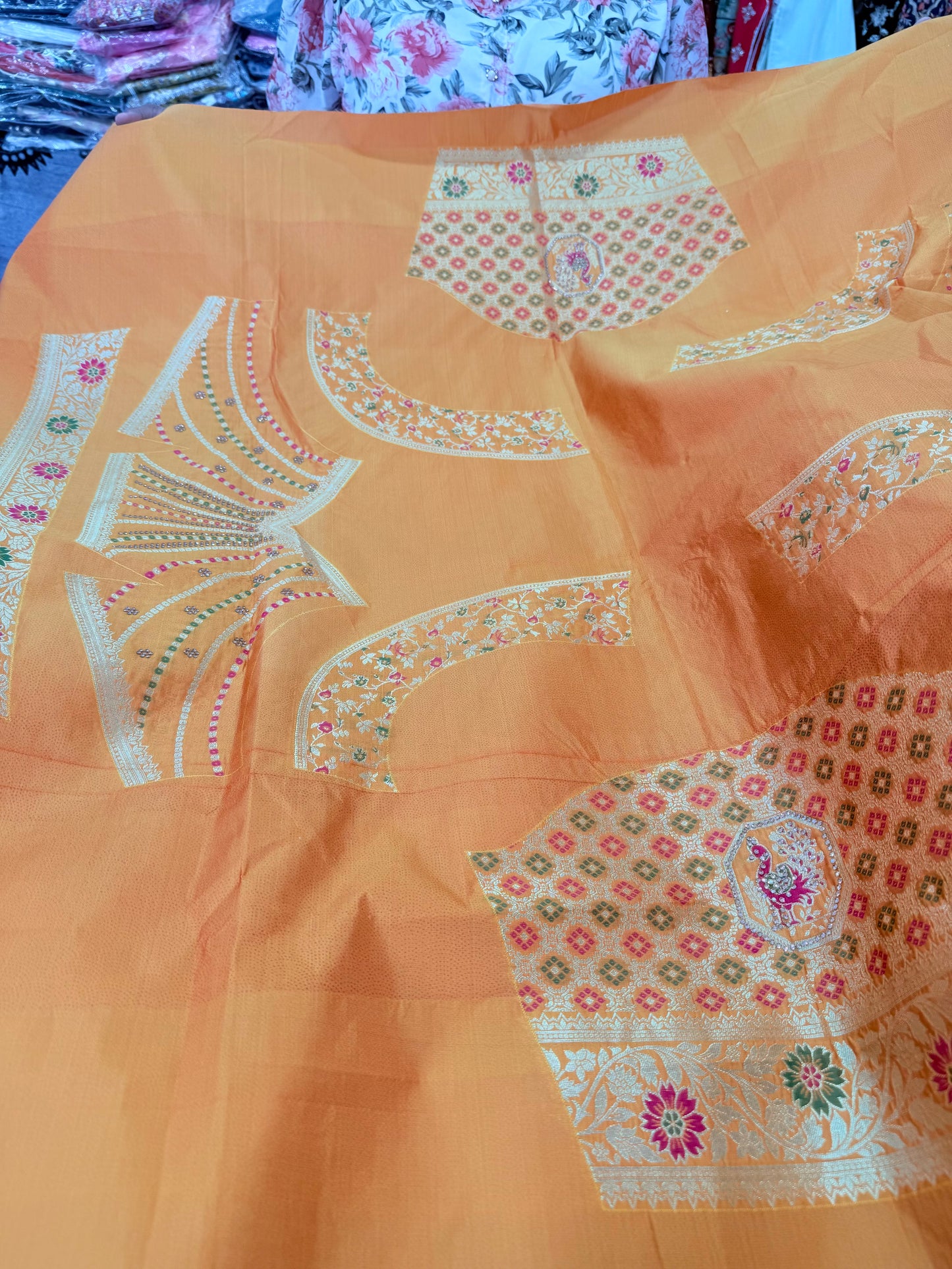 Beautiful designer semi stitch silk lengha