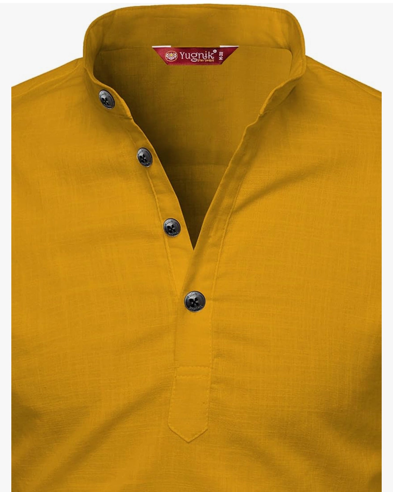 Beautiful designer Men's Slim Fit Full Sleeve Yellow Cotton Short Kurta