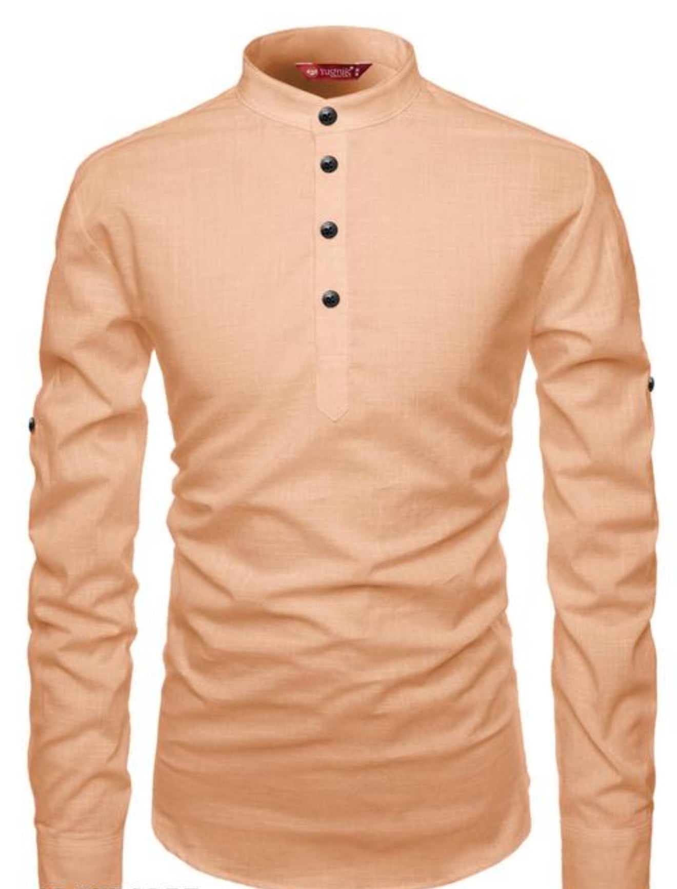 Beautiful designer Men's Slim Fit Full Sleeve Yellow Cotton Short Kurta