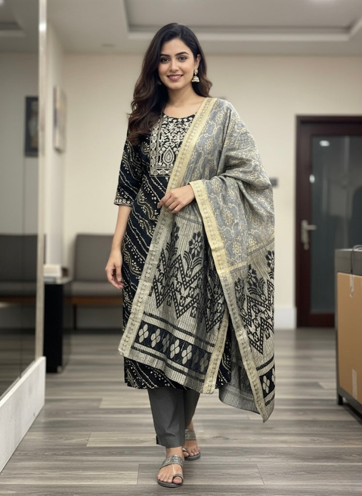 Beautiful designer Kurti pants & dupatta