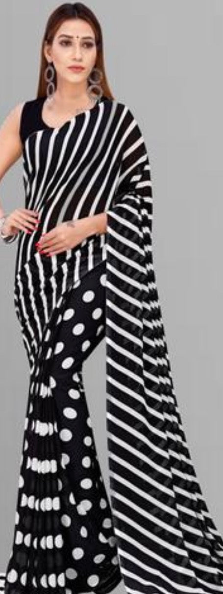 Beautiful designer polka dot geogrette saree