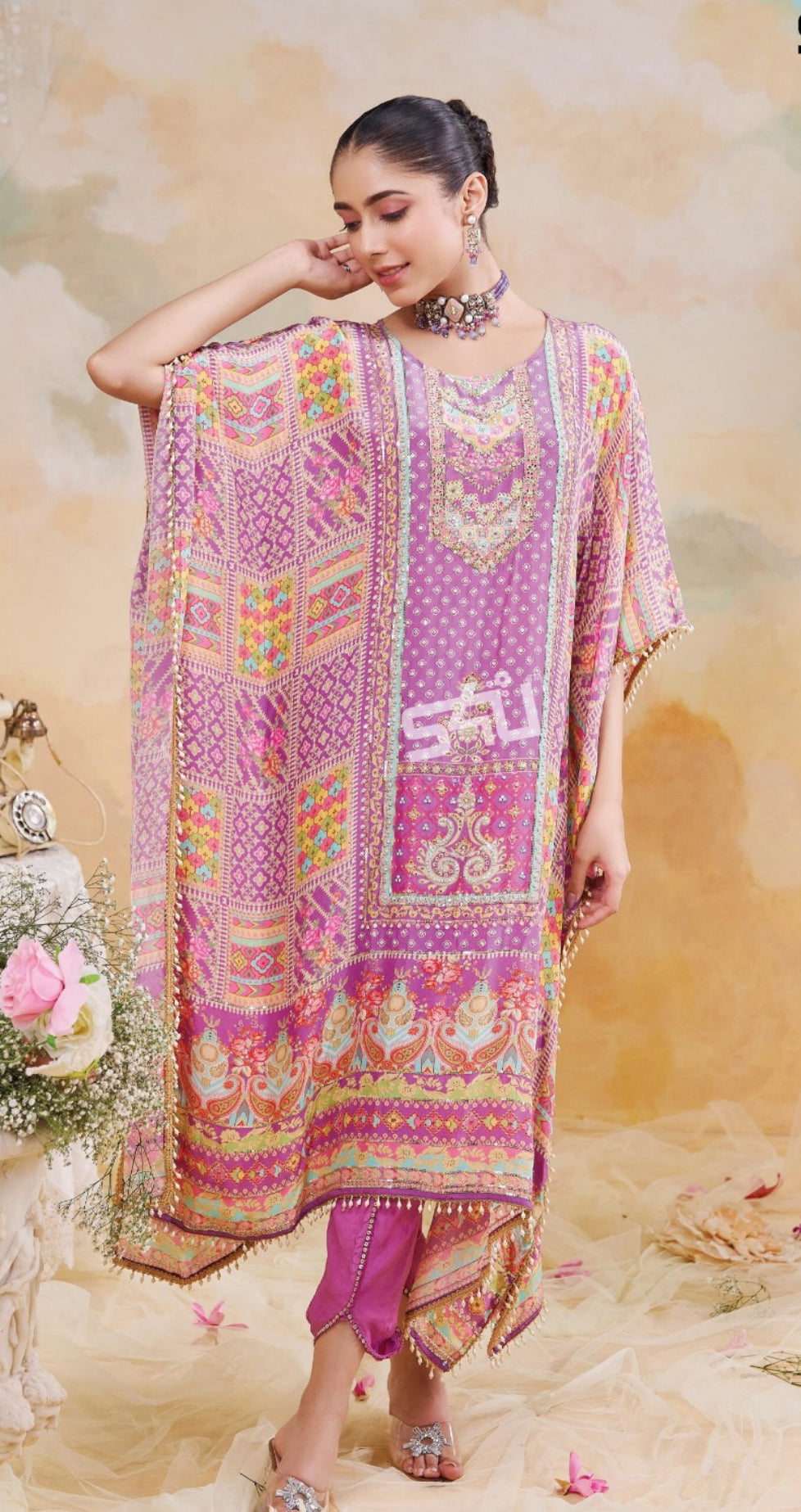 Beautiful designer kaftan with dhoti salwar