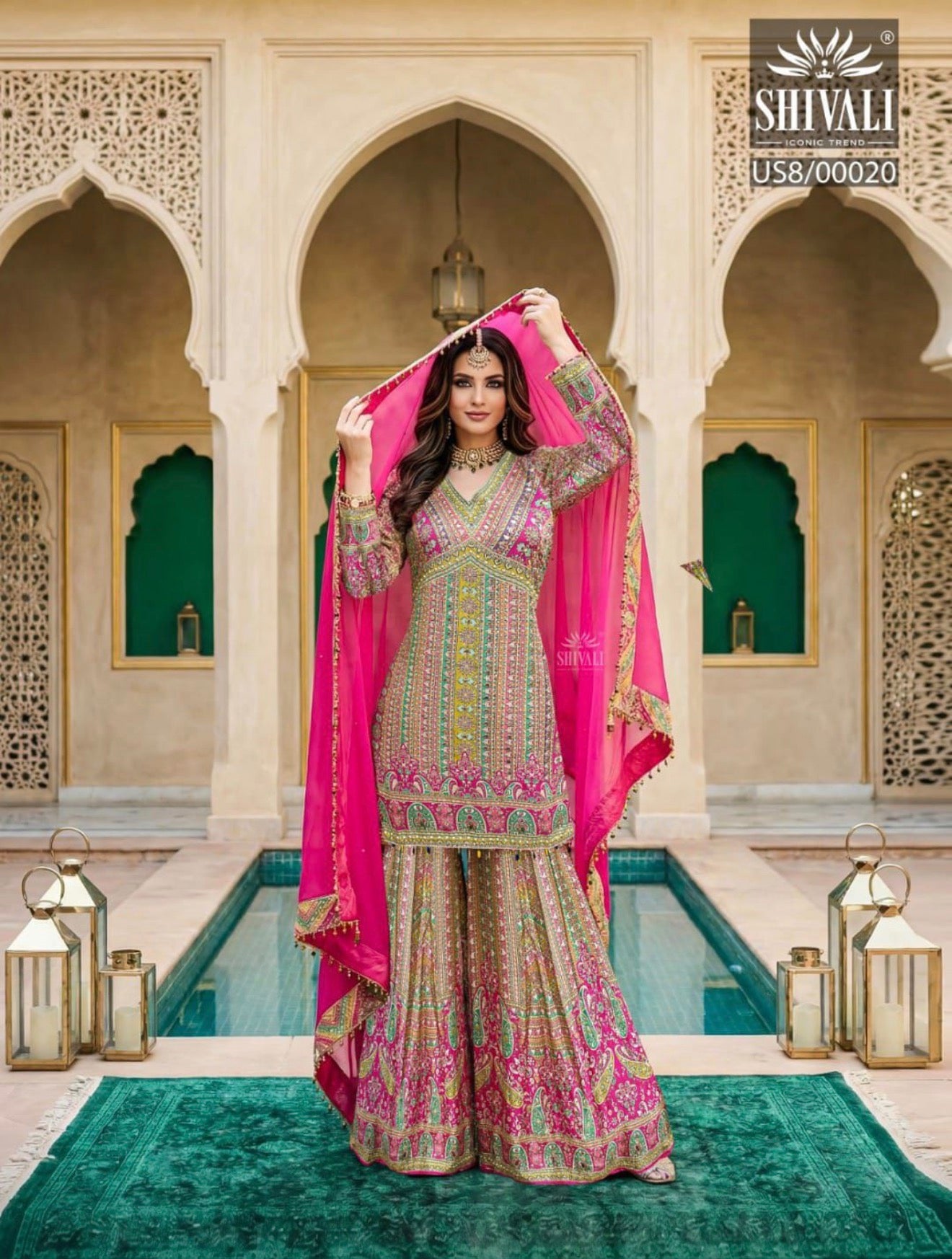 Beautiful designer multicoloured plazo suit