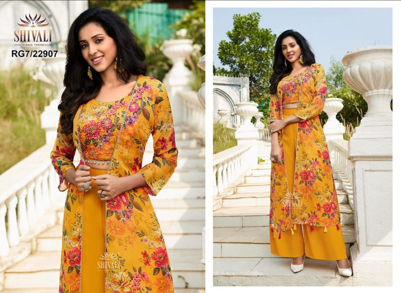 Beautiful designer crop top with plazo & jacket