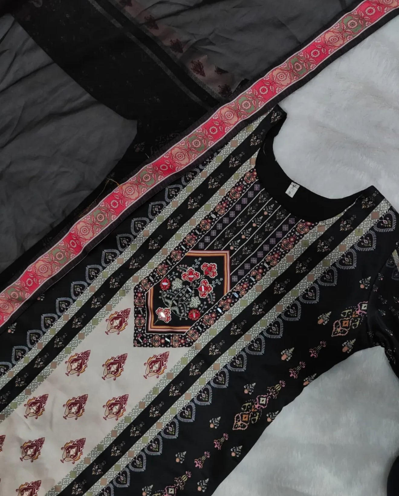 Beautiful designer black MUSLIN DIGITAL PRINT PLAZO SUIT SET