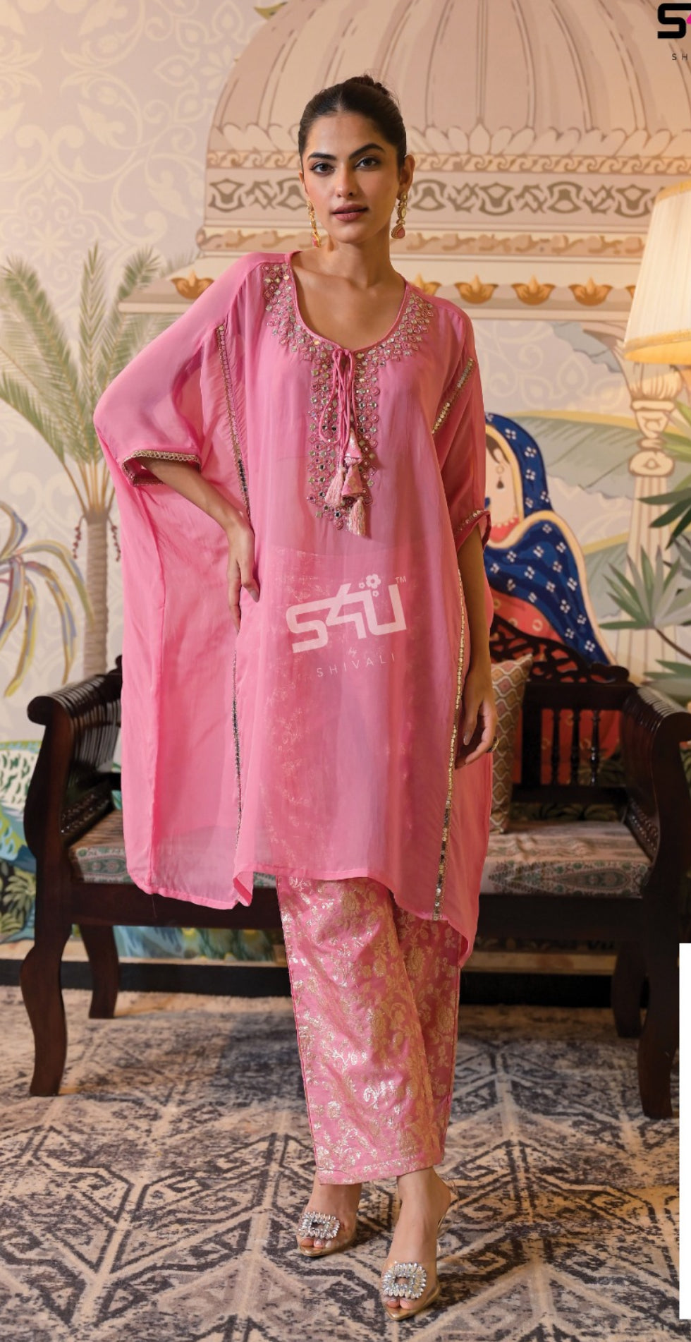 Beautiful designer indowestern kaftan with brocade pants