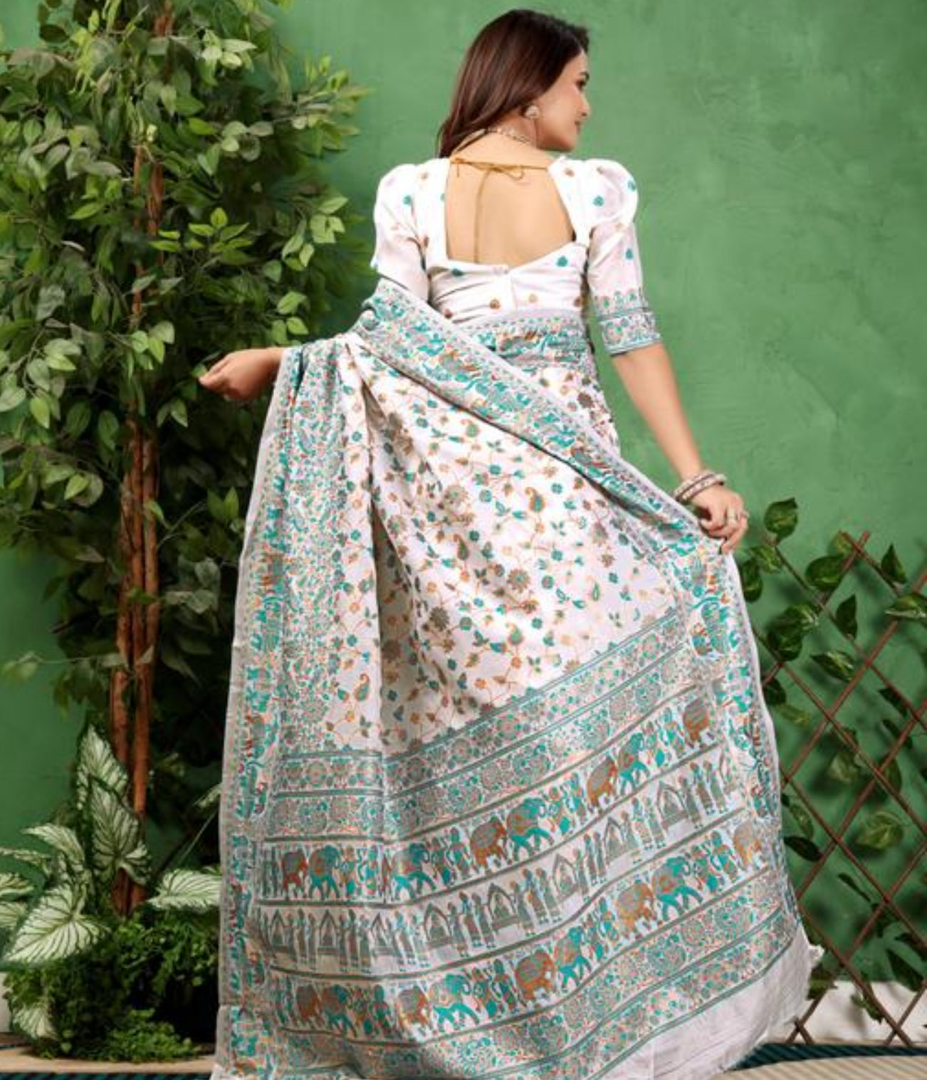 Beautiful designer pashmina banasari silk saree