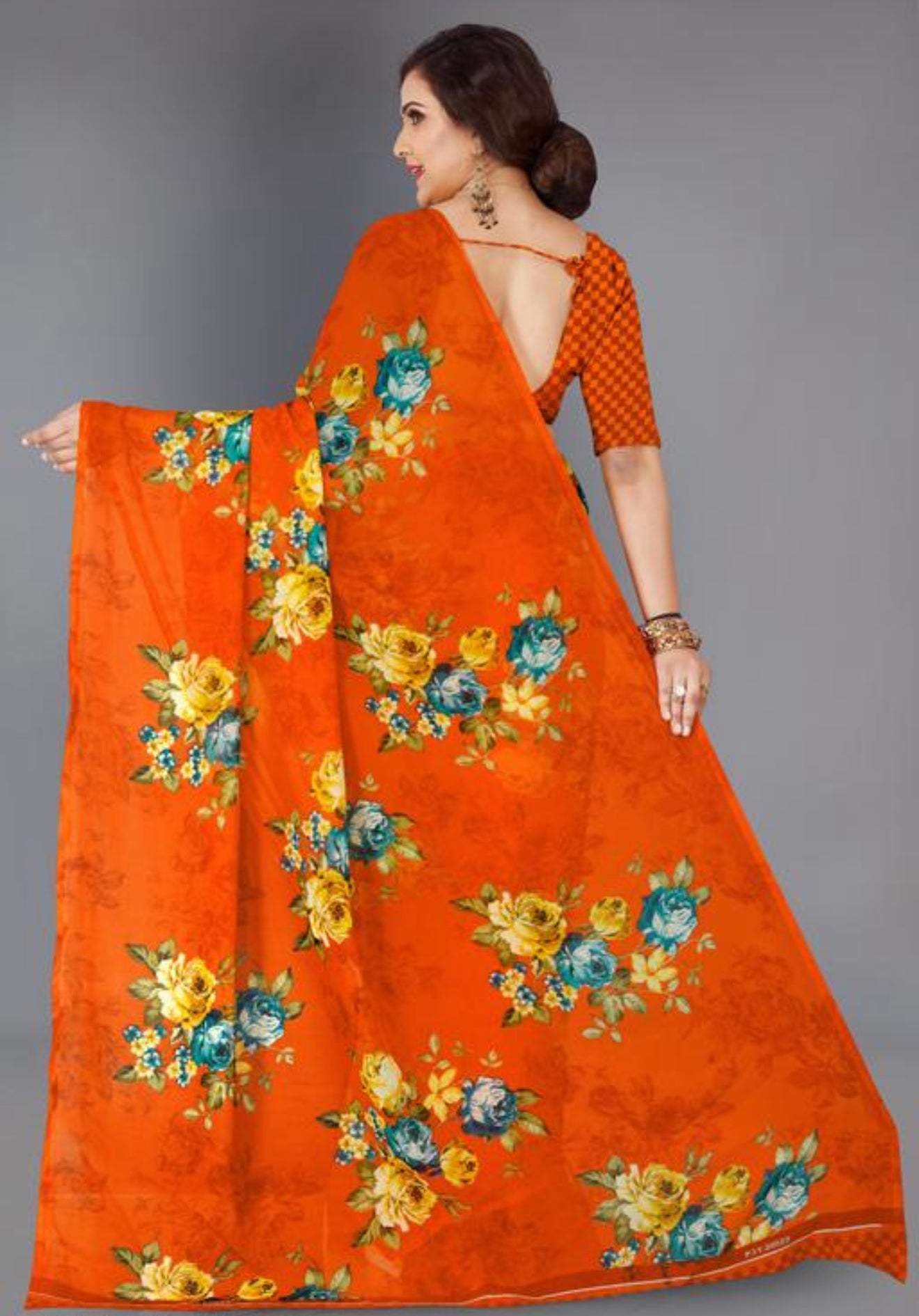 Beautiful designer geogrette floral saree