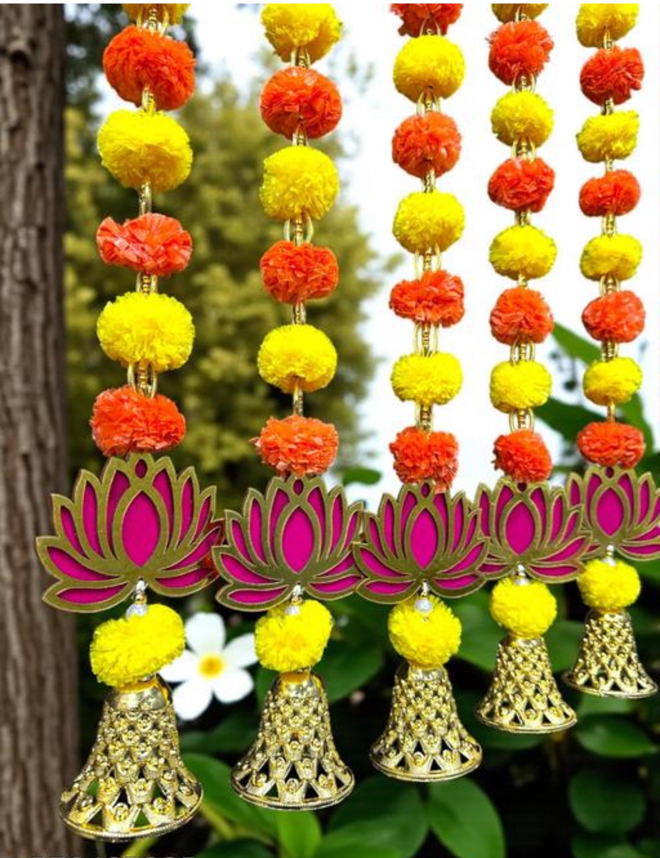 Beautiful designer flower hangings with lotus & ring