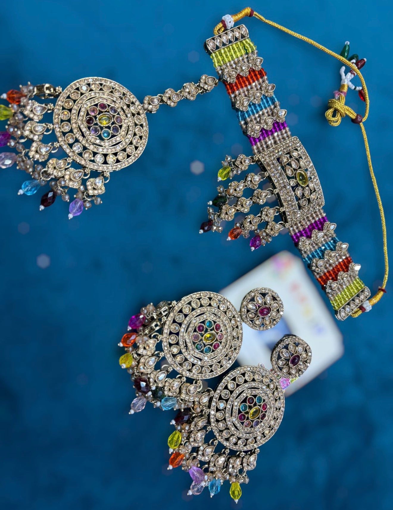 Beautiful designer multicolor choker necklace set