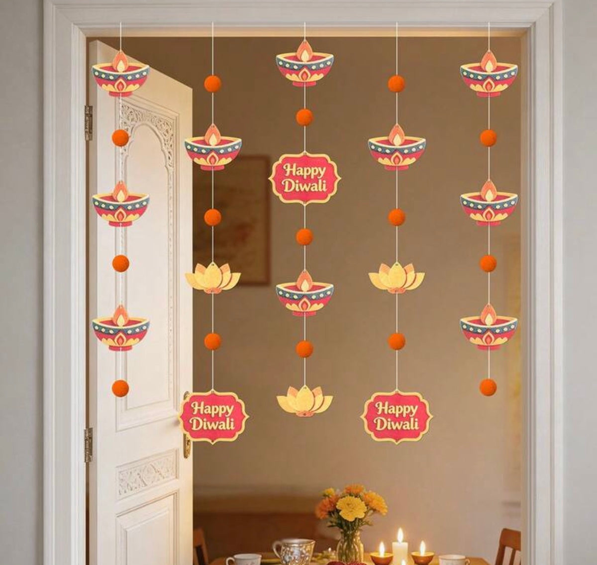 HAPPY DIWALI Party Decoration Backdrop Wall Hanging Entrance Hanging Decor Set