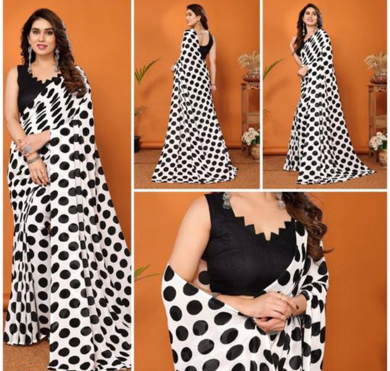Beautiful designer polka dot geogrette saree