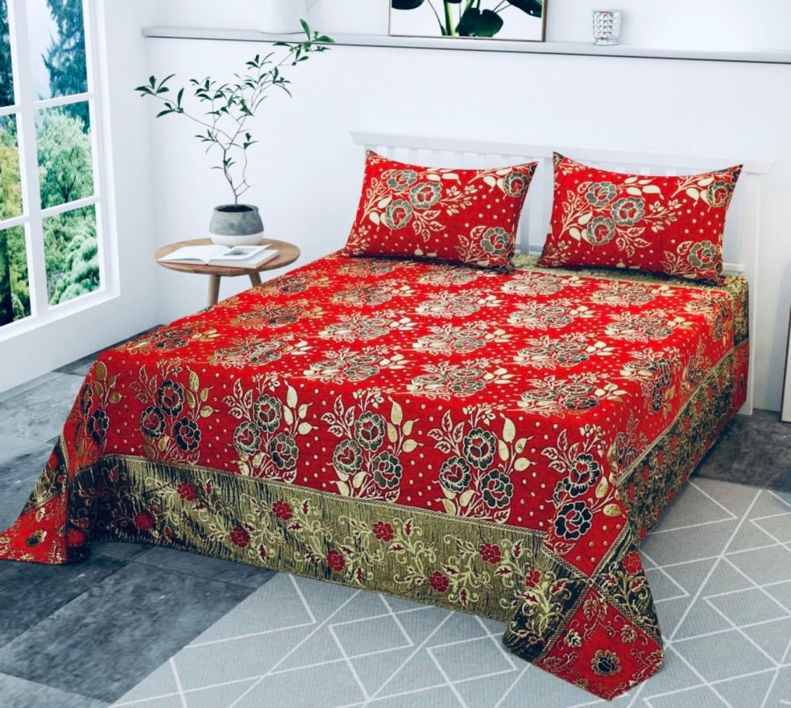 Beautiful designer velvet king size bedspread with 2 pillowcases