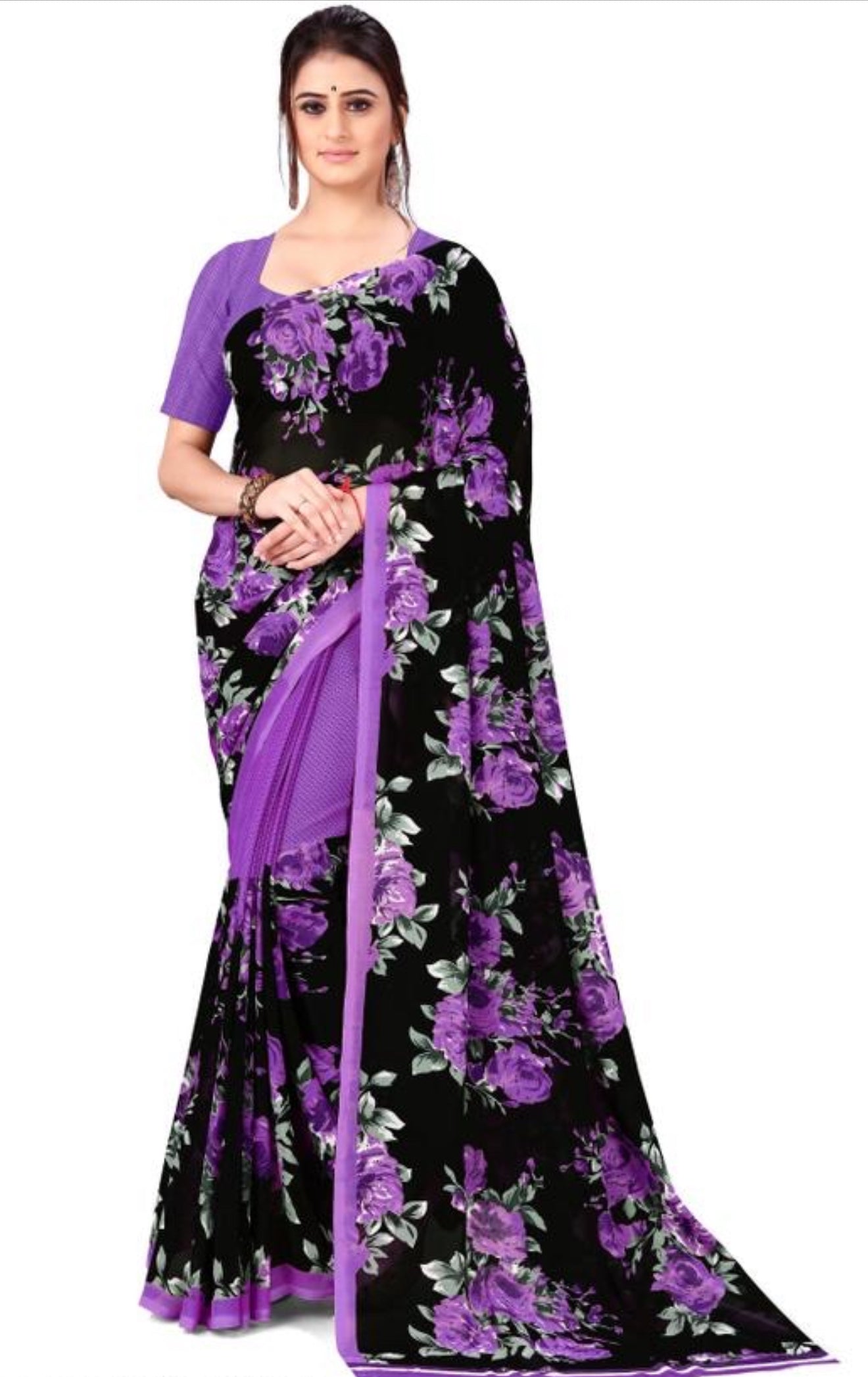 Beautiful designer floral geogrette saree
