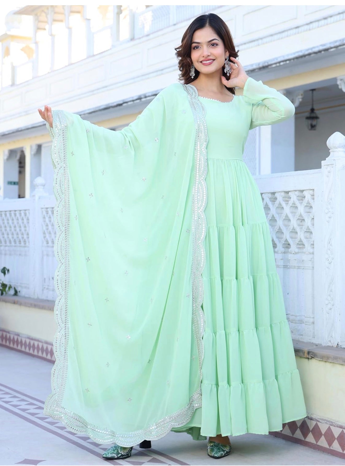 Beautiful designer Women's Georgette Solid Anarkali Dress