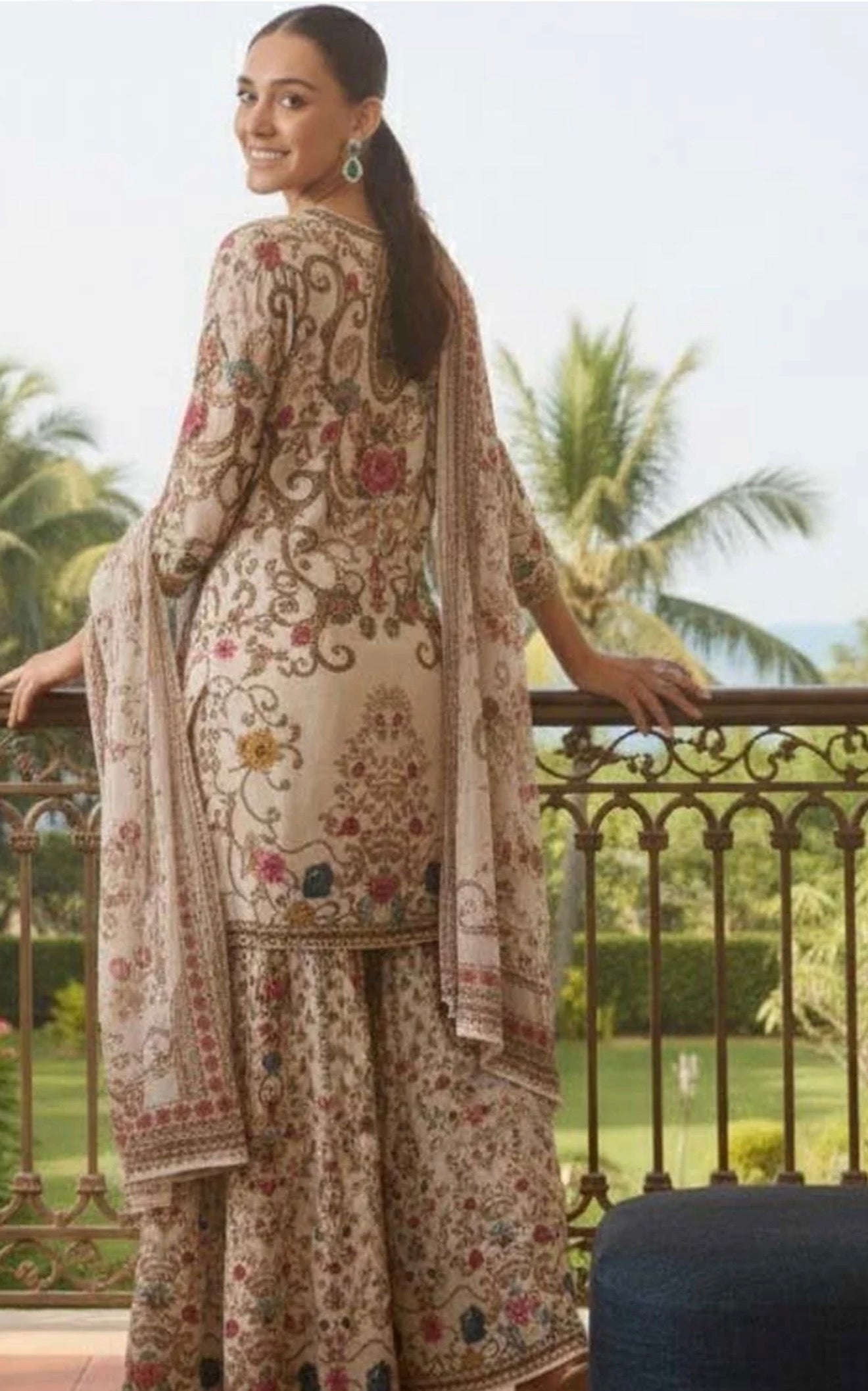 Beautiful designer floral sharara suit