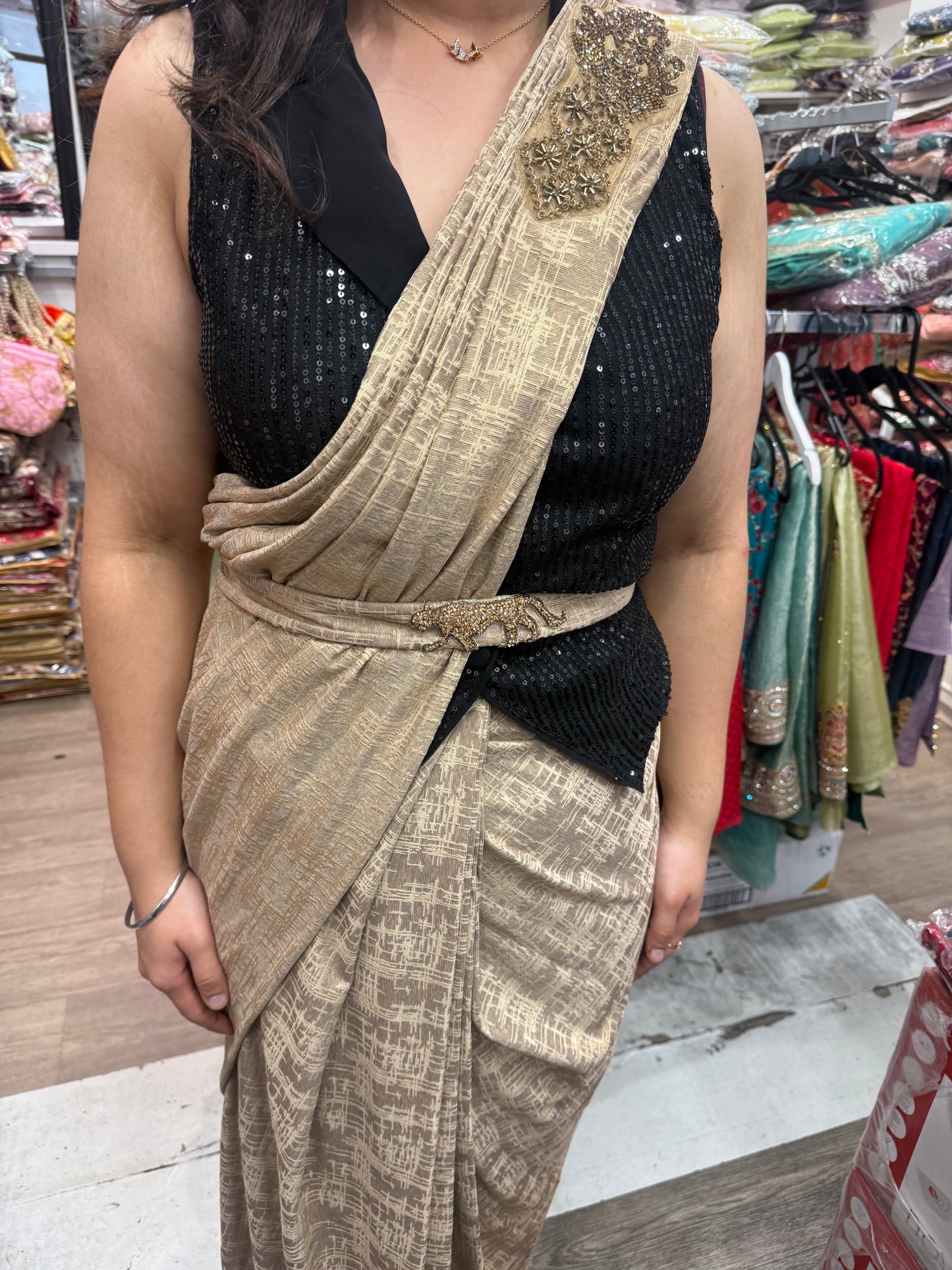 Beautiful designer ready to wear saree with readymade blouse
