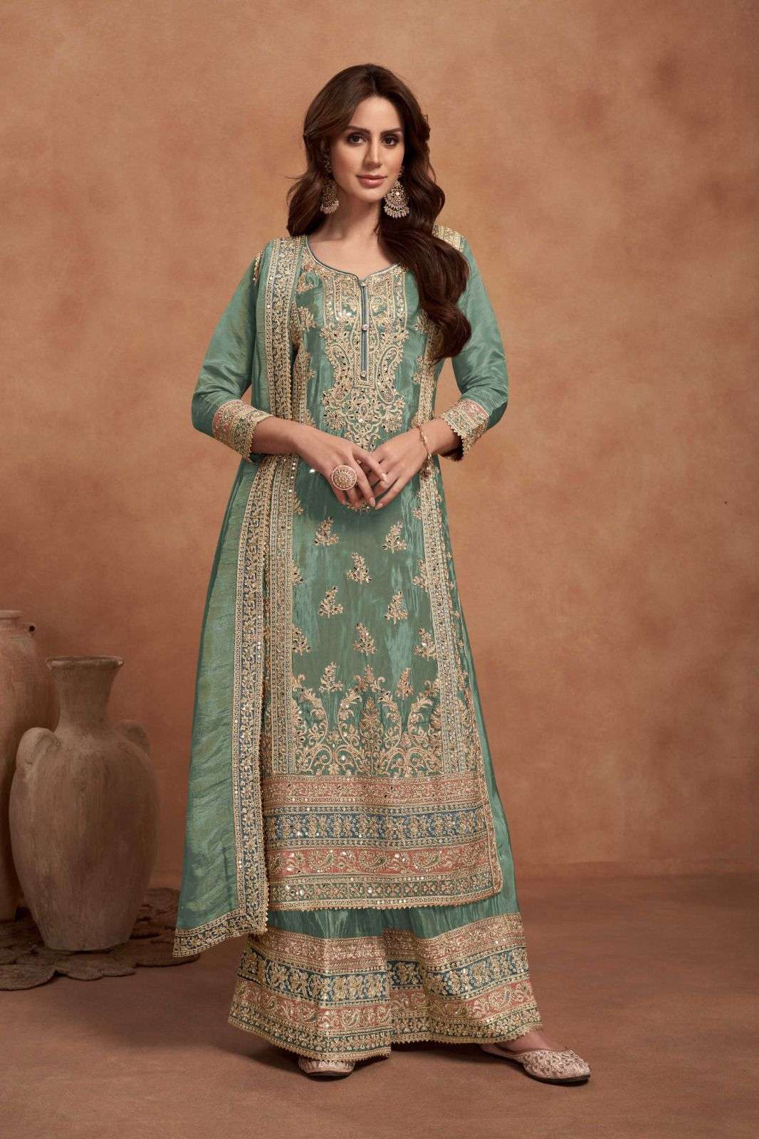 Beautiful designer semi stitched plazo suit
