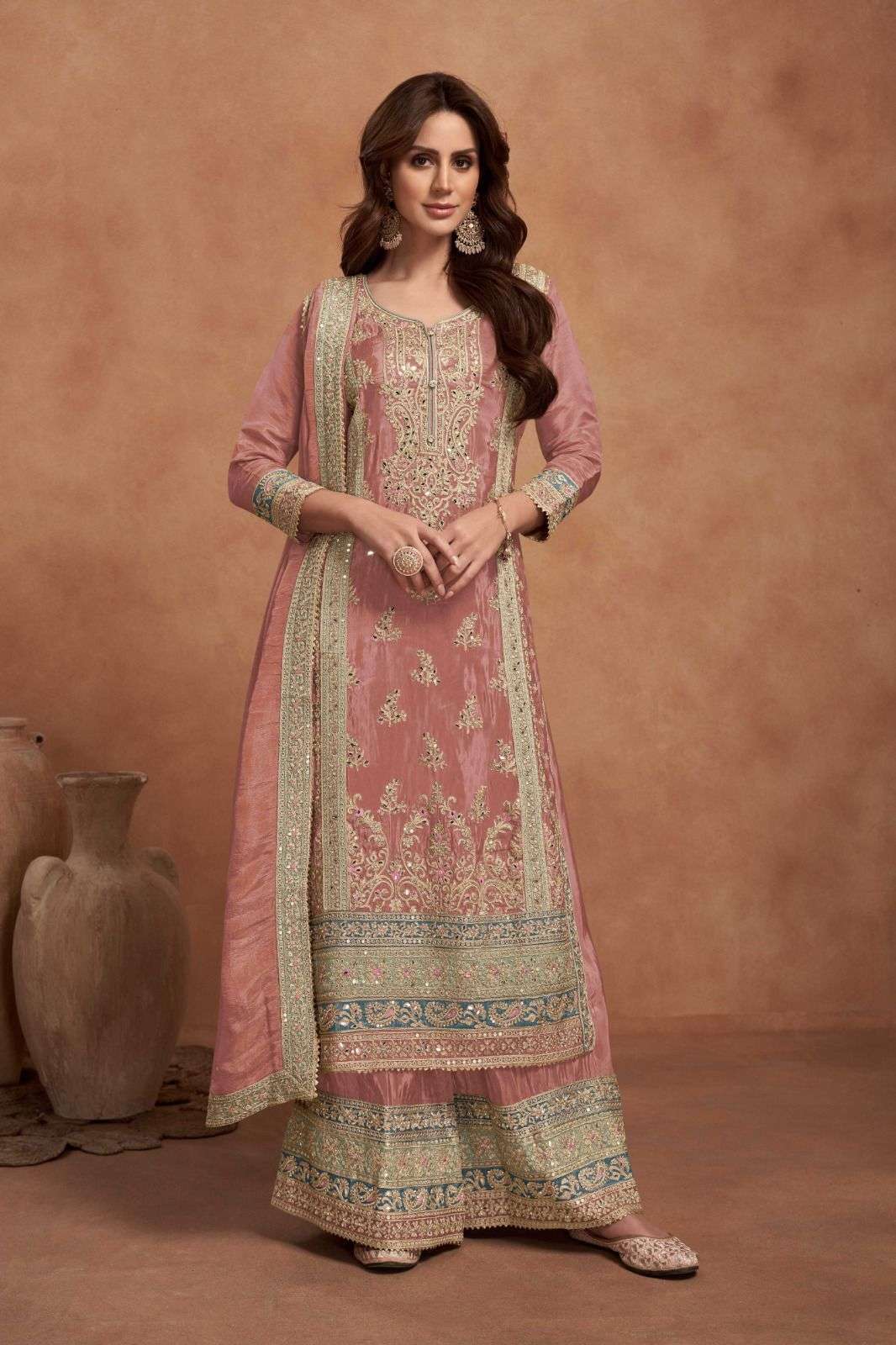 Beautiful designer semi stitched plazo suit