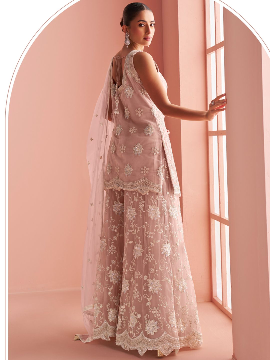 Beautiful designer plazo suit with embroidery