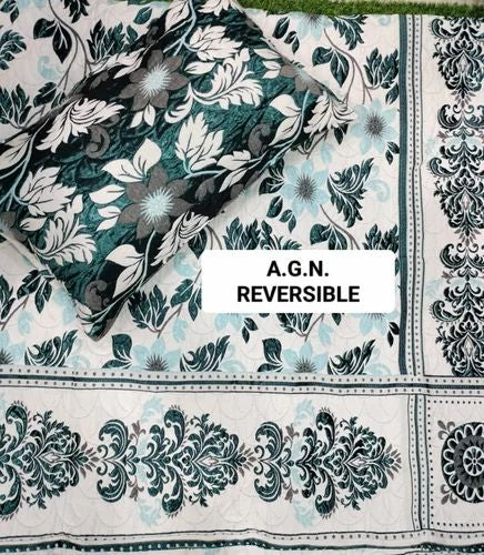 Beautiful designer reversible bedspread with matching pillowcase