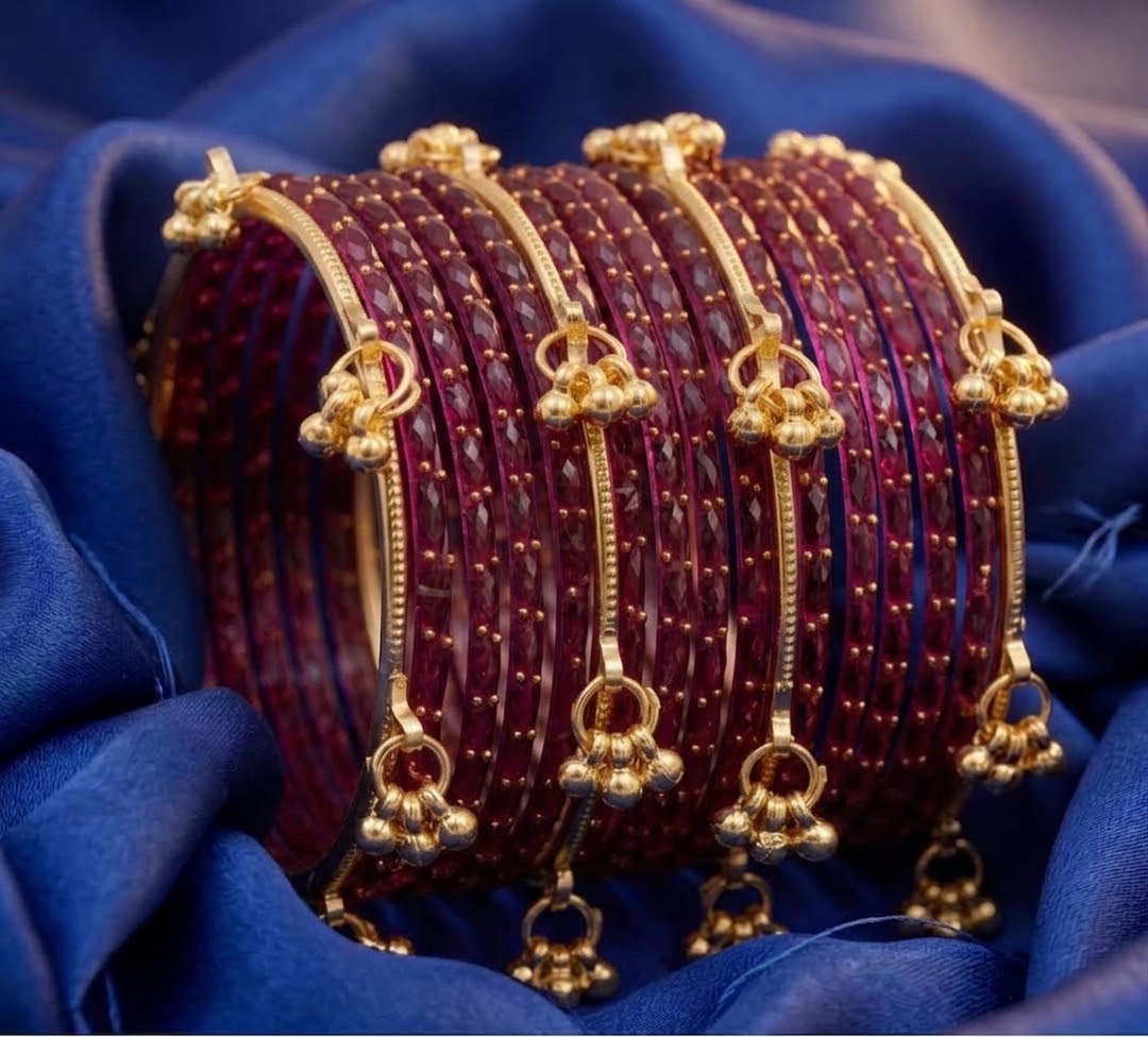 Beautiful designer raindrop bangles with Kashmiri bangles