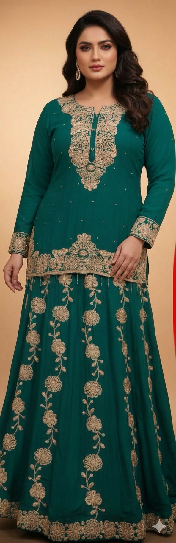 Beautiful designer long top lengha