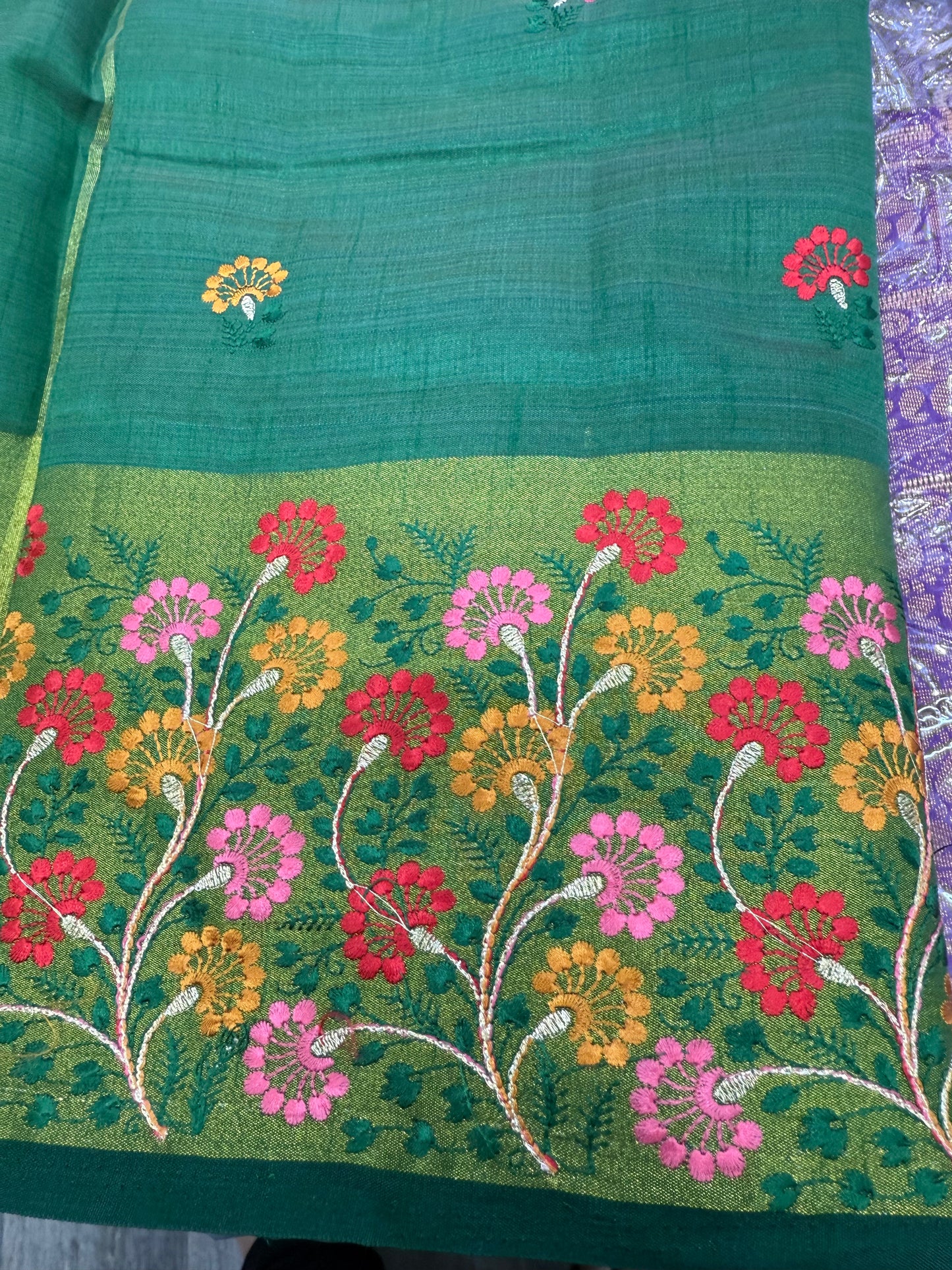 Beautiful designer embroidery silk saree.