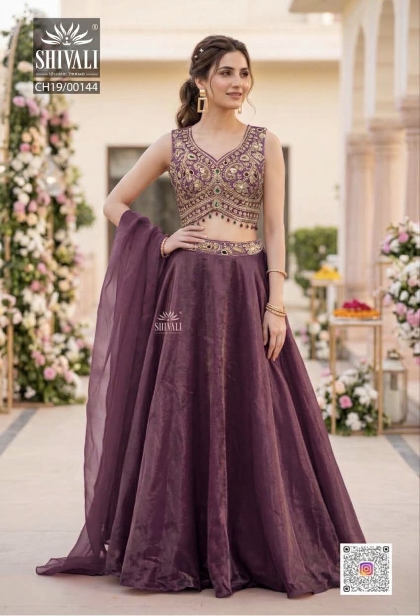 Beautiful lavender ANTIQUE GOLD JEWEL LEHENGA SET