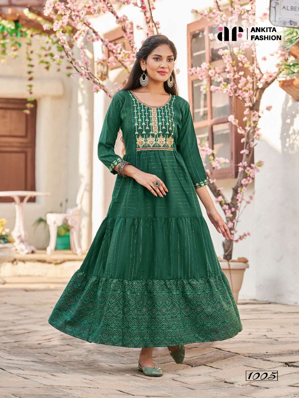 Beautiful designer embroidered flare kurti