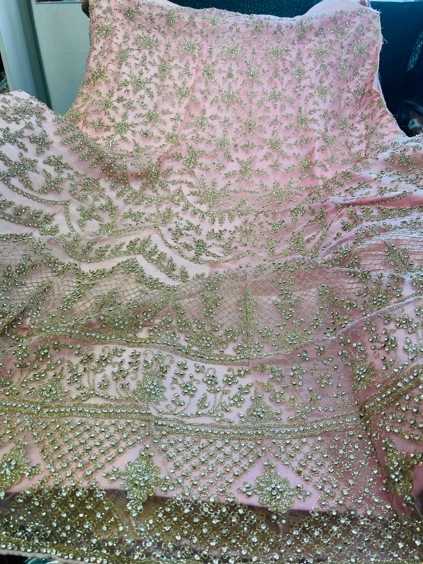 Beautiful designer semi stitch lengha