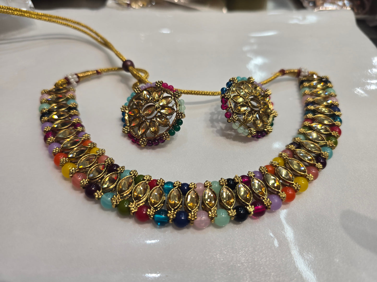 Beautiful designer necklace set with matching studs earrings