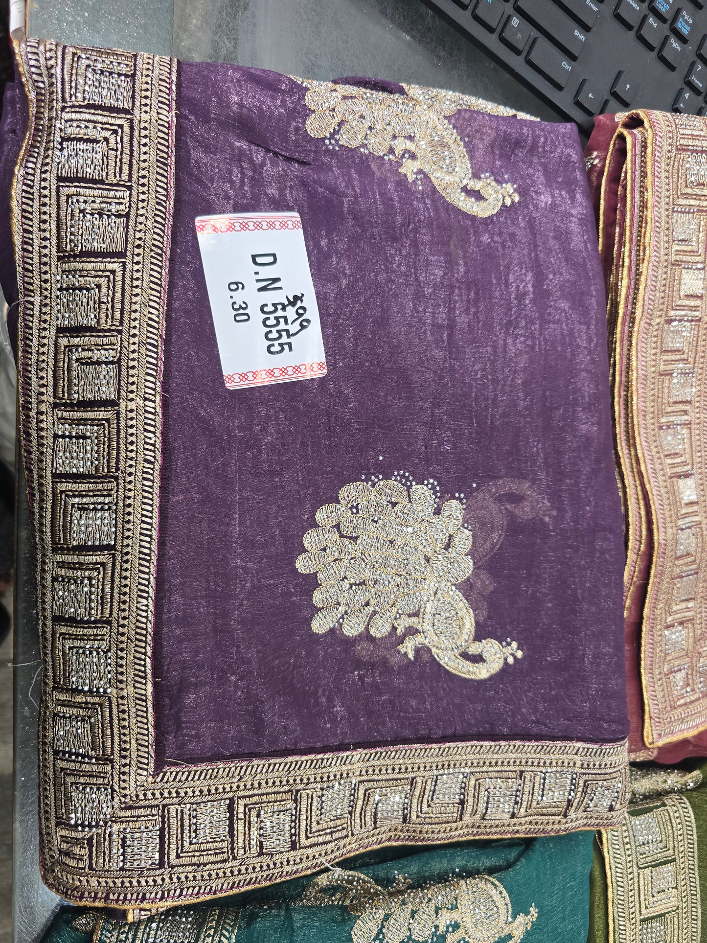 Beautiful designer hand embroidery jimmy choo saree