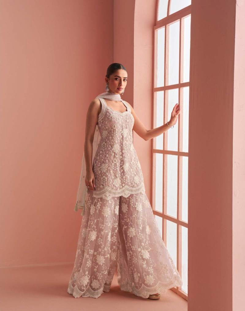 Beautiful designer plazo suit with embroidery