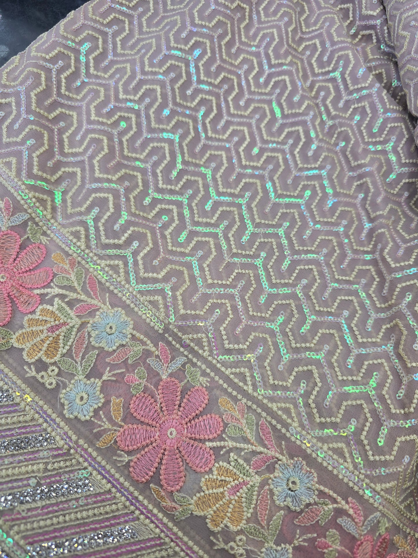 Beautiful designer Georgette sequins work embroidered saree