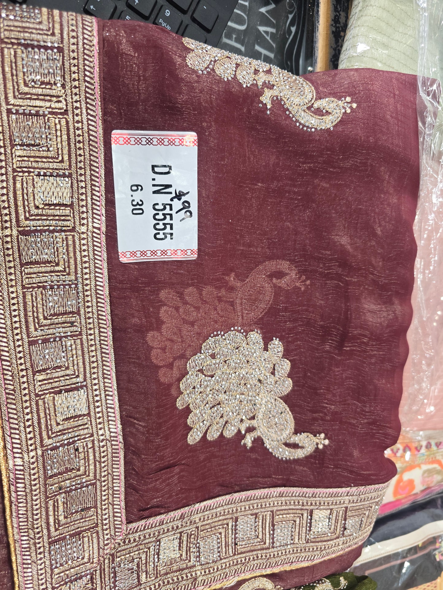 Beautiful designer hand embroidery jimmy choo saree