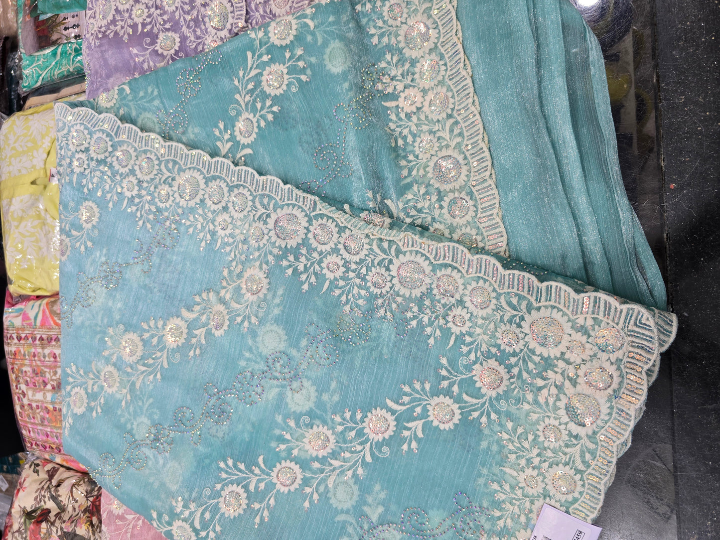 Beautiful designer hand embroidery jimmy choo saree
