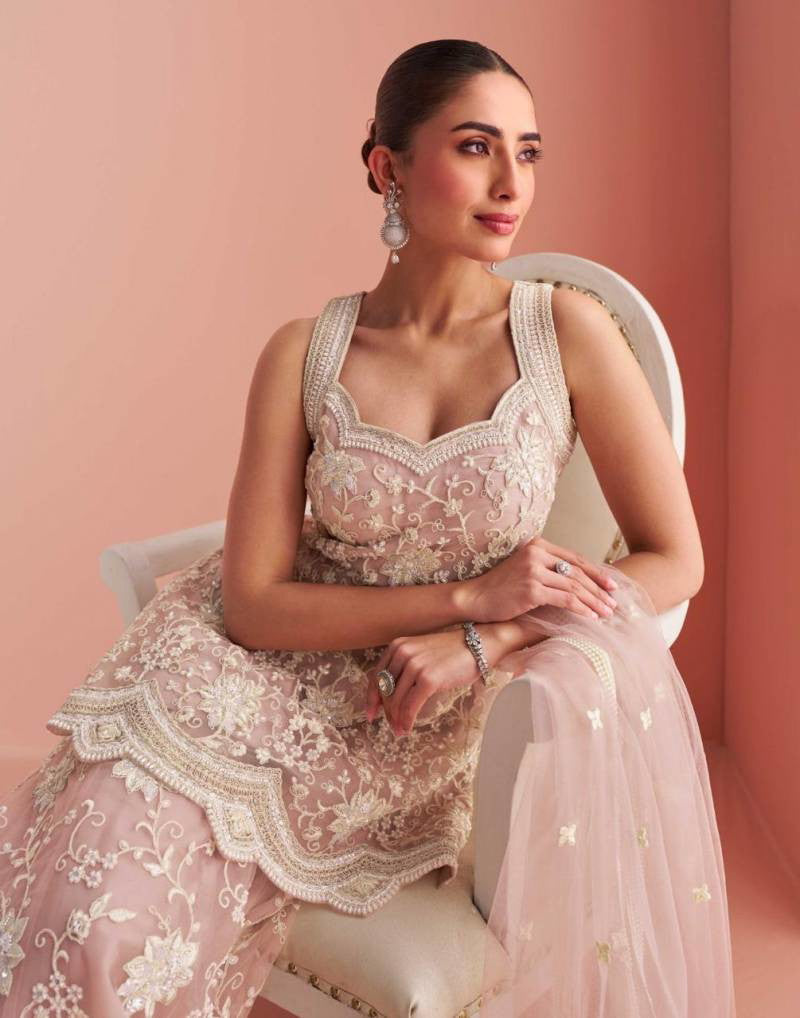 Beautiful designer plazo suit with embroidery