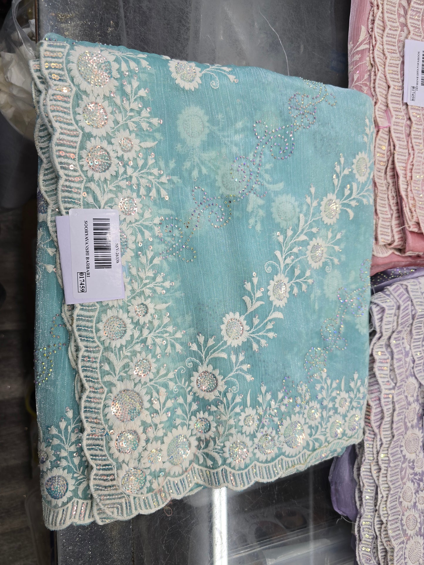 Beautiful designer hand embroidery jimmy choo saree