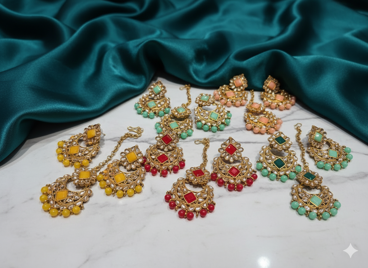 Beautiful designer tikka earrings set