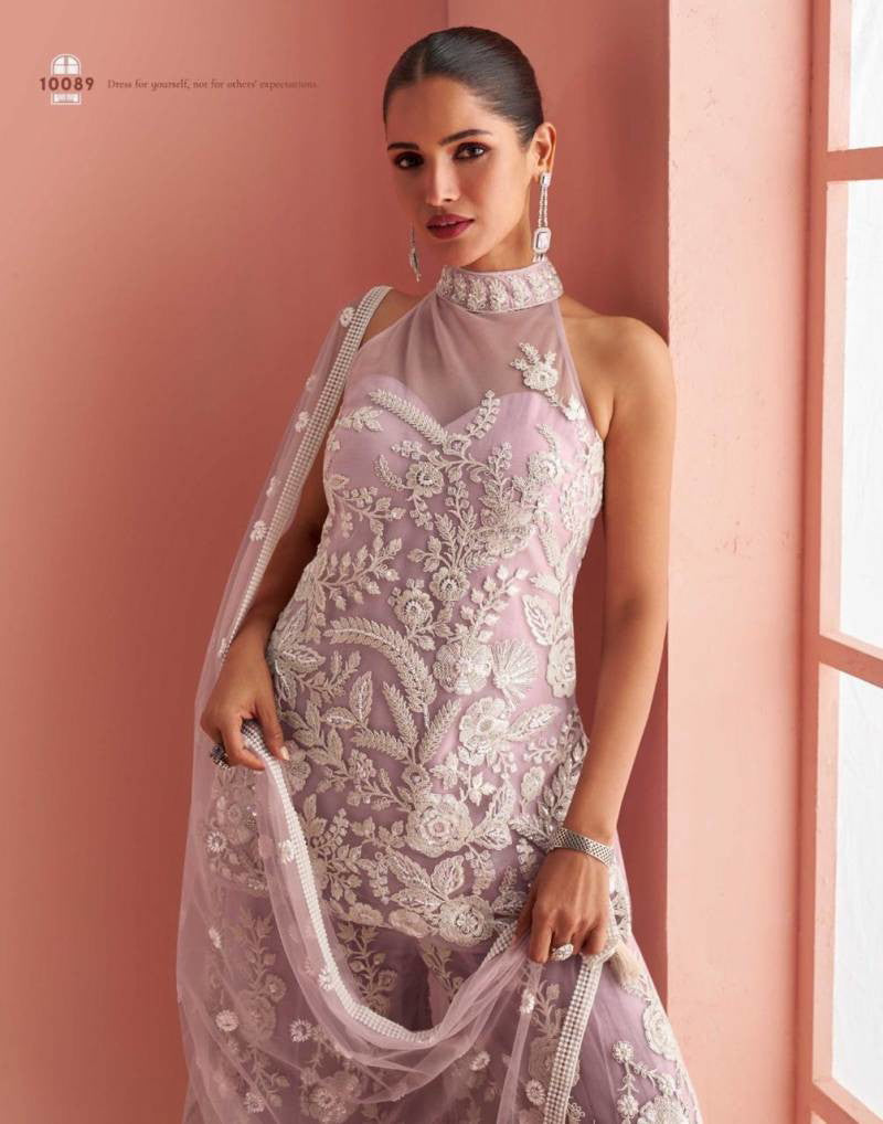 Beautiful designer plazo suit with embroidery