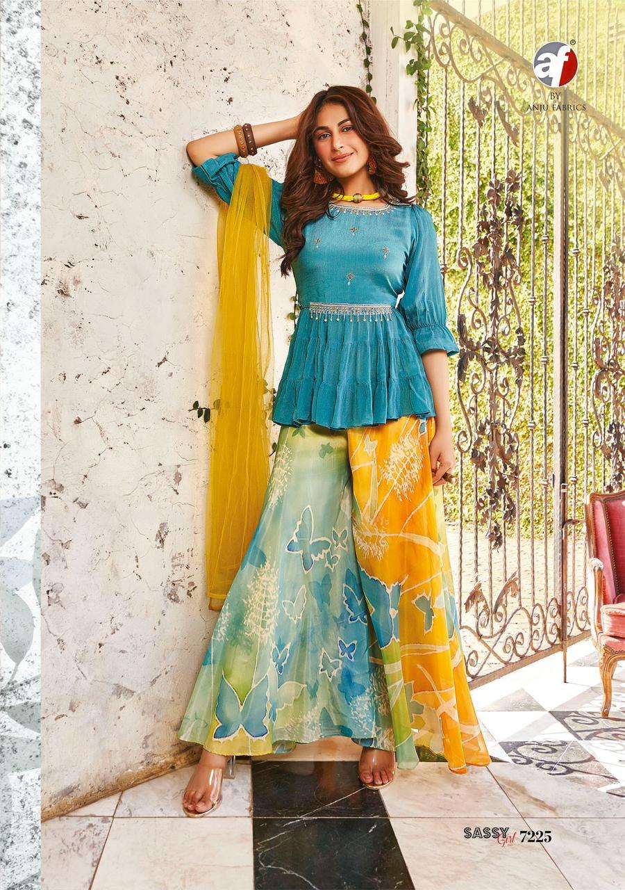 Beautiful designer casual plazo suit with peplum top