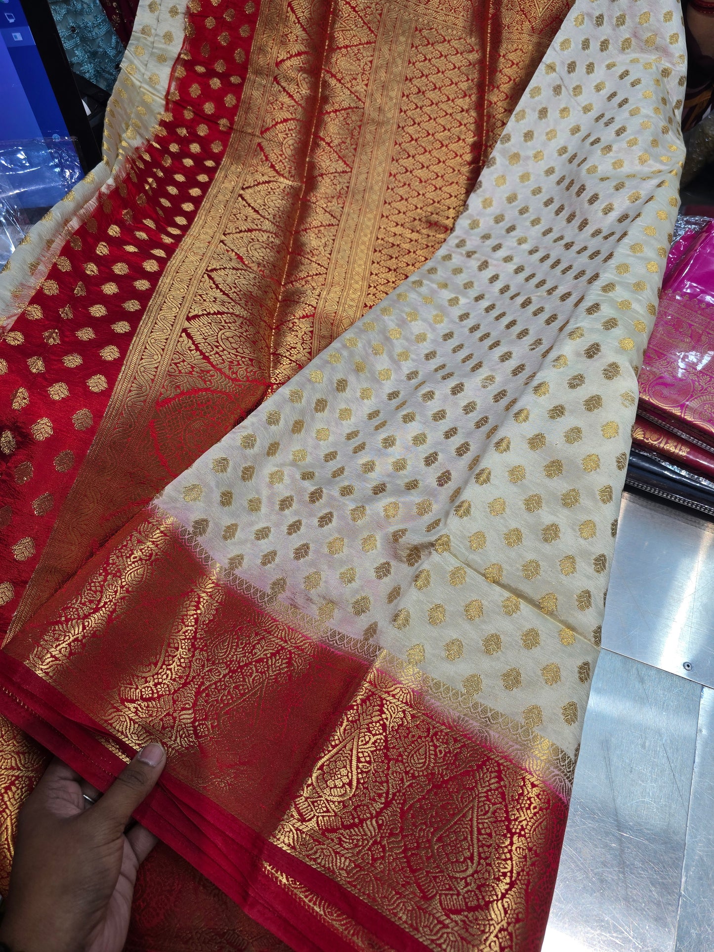 Beautiful designer temple silk saree