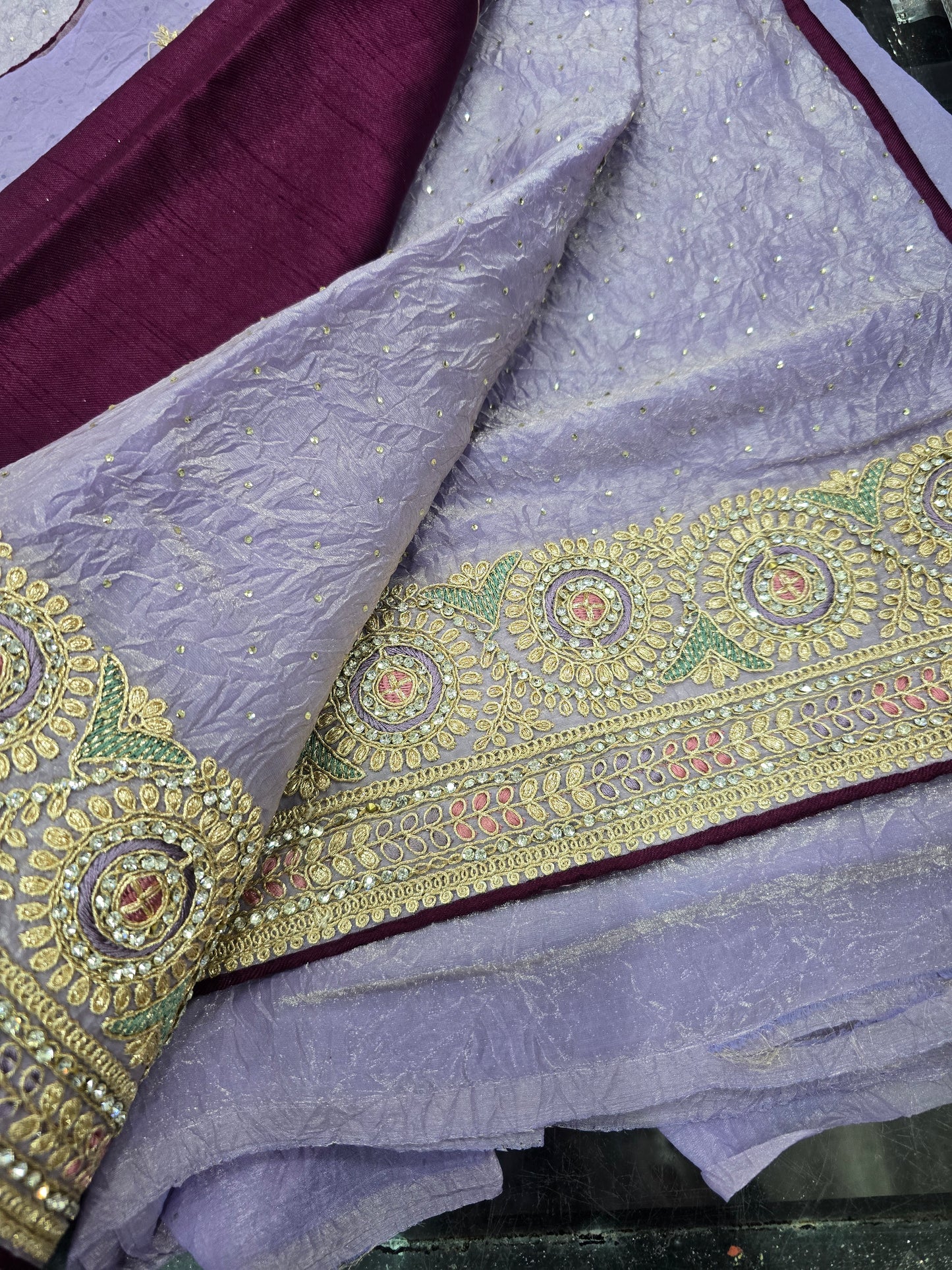 Beautiful designer fully embroidery saree with unstitched embroidery blouse