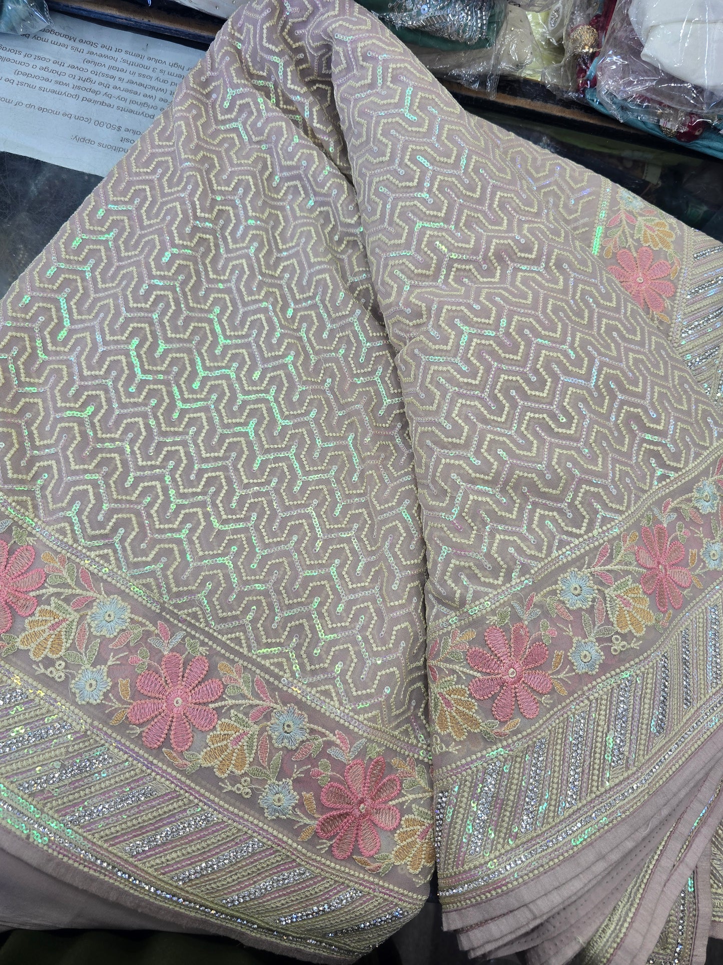 Beautiful designer Georgette sequins work embroidered saree