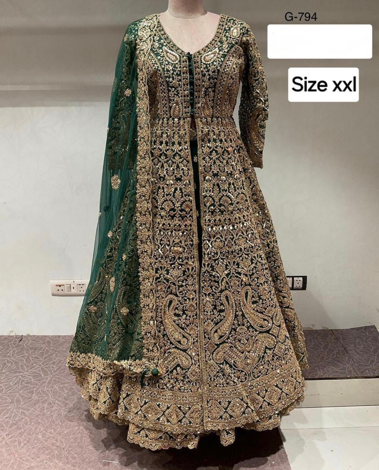 Beautiful designer bridal long top lengha front slit